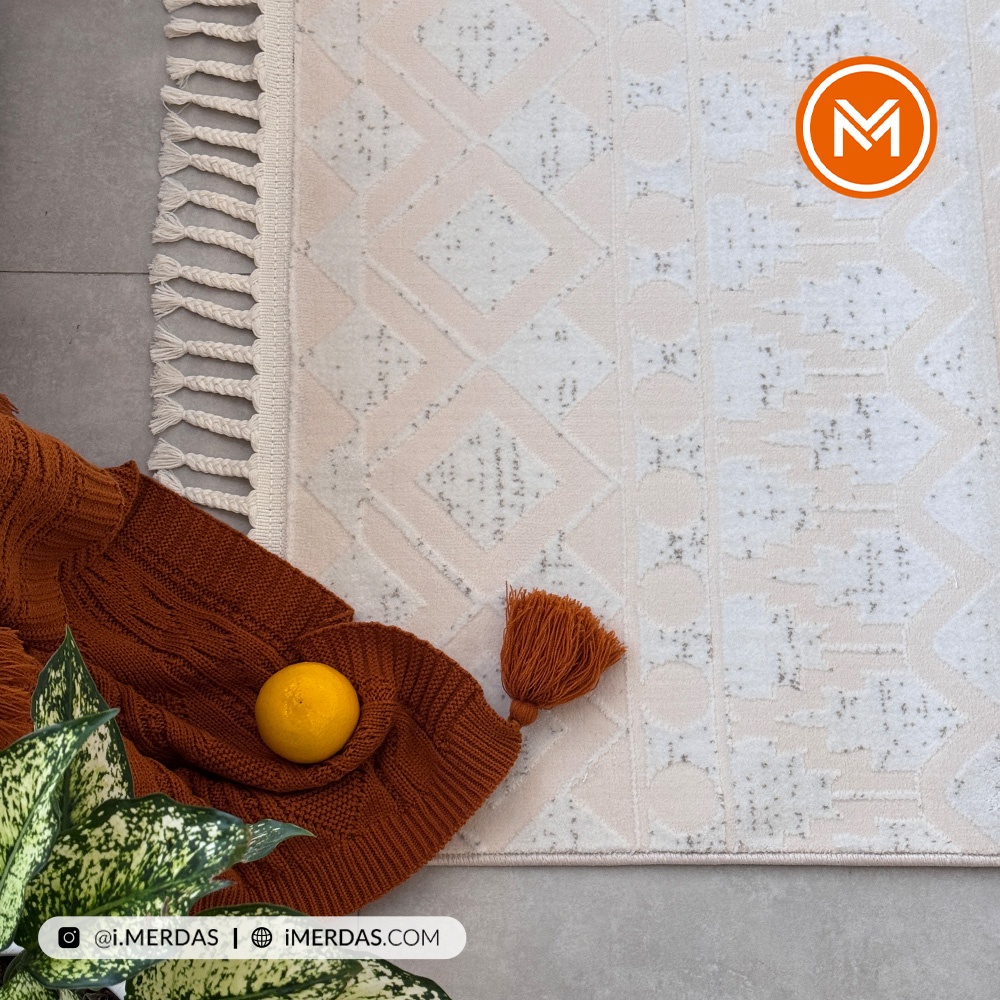 فرش ایکیا کد 42313 زمینه کرم بژ